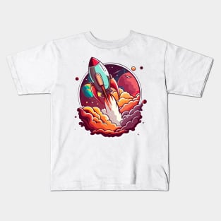 Cartoon rocket ship Kids T-Shirt